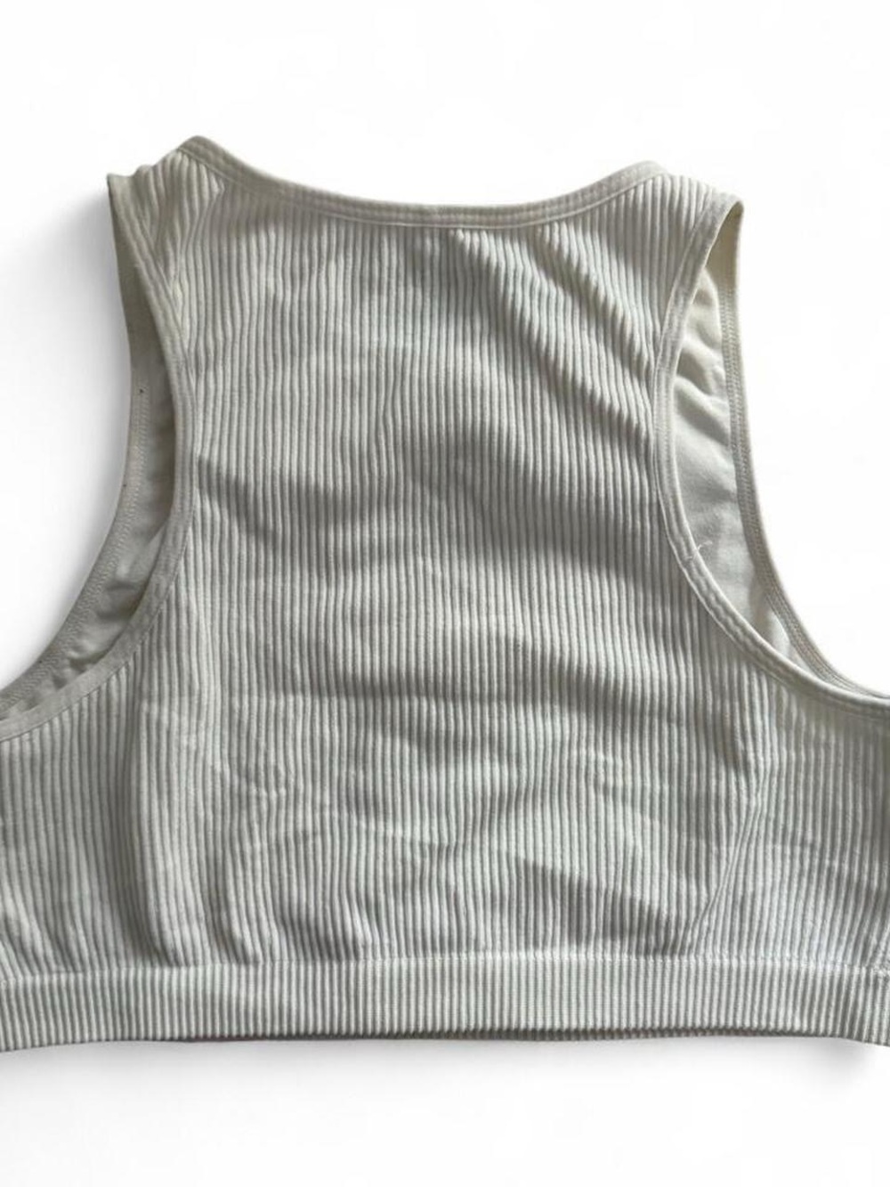 Garage Cream Ribbed High-Neck Crop Tank - Picture 2 of 2